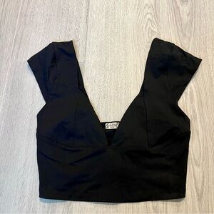 Free People Intimately Cropped Cami Black Crop Top Medium EUC